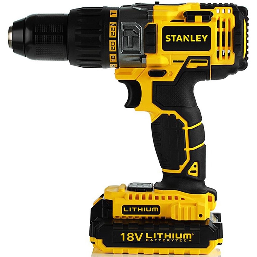 Stanley 18 Volt/2,0Ah Li-ion Çift Akülü Profesyonel Darbeli Matkap (STDC18LHBK)